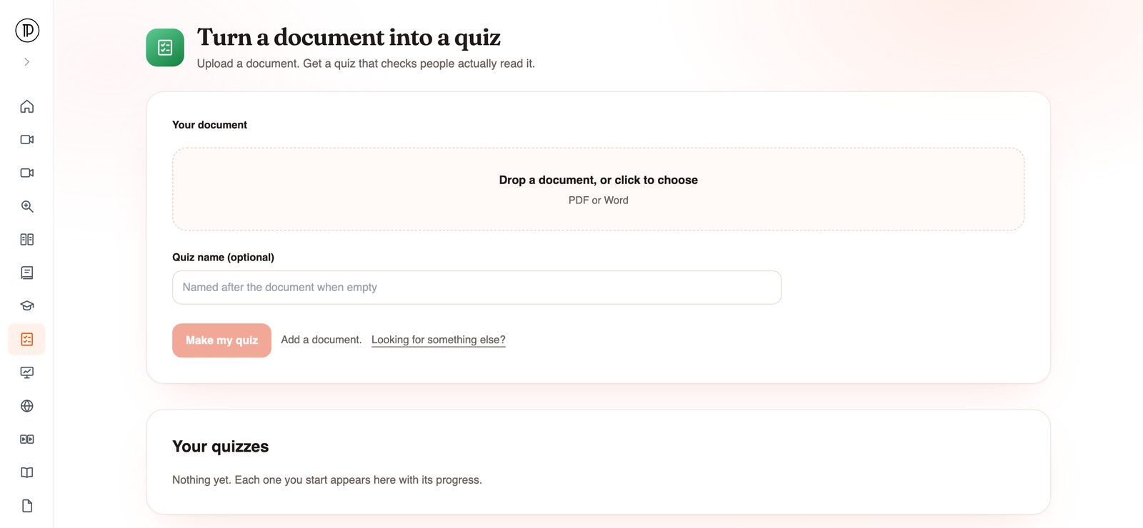 AI quiz generator for your own training material