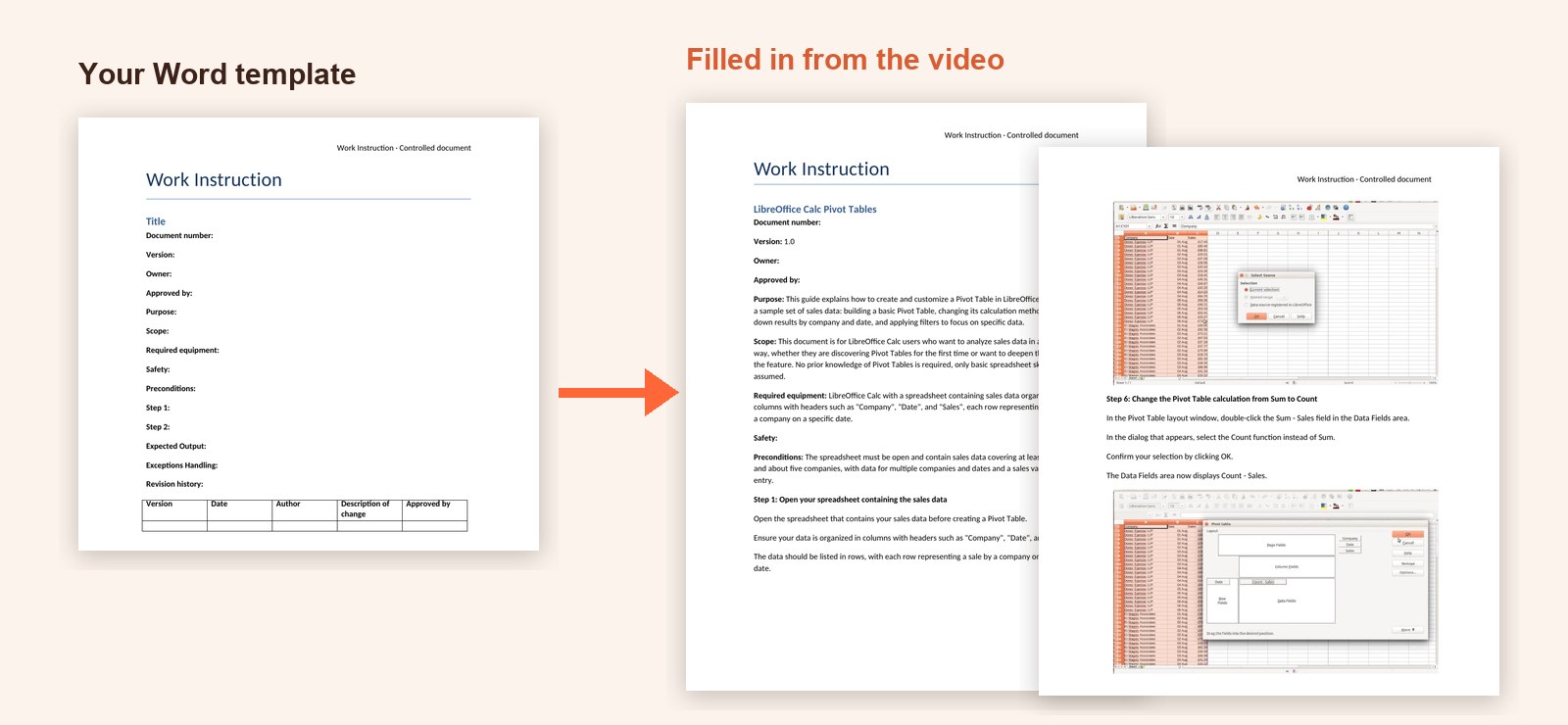 Fill your Word template from a video