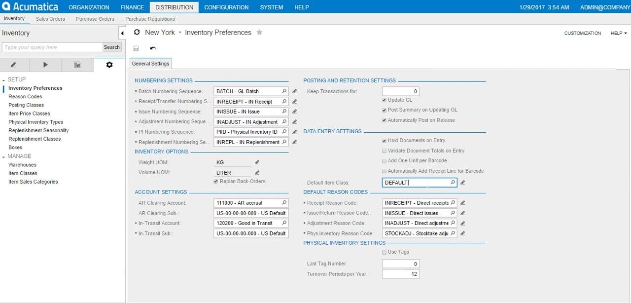 Inventory ID and Description fields filled with TSHIRT and Tshirt