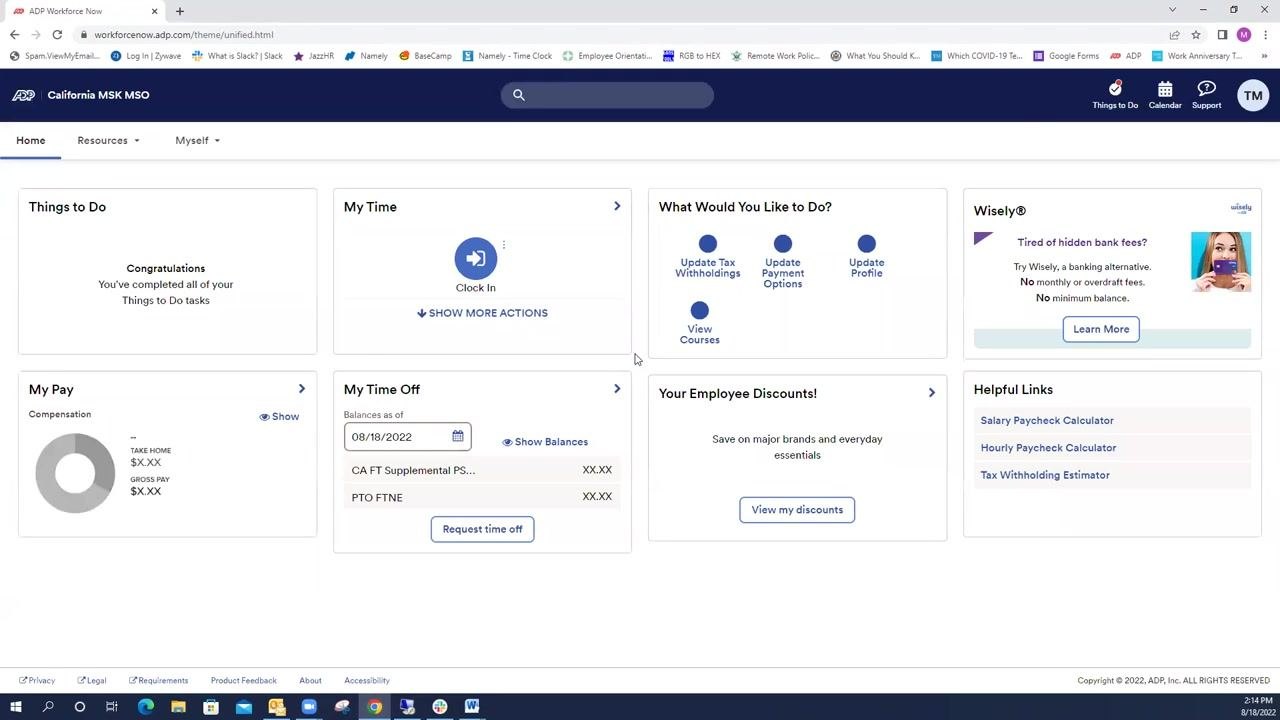 ADP sign-in page with User ID and Password fields completed, cursor hovering over the Sign In button, with options for new users and password recovery