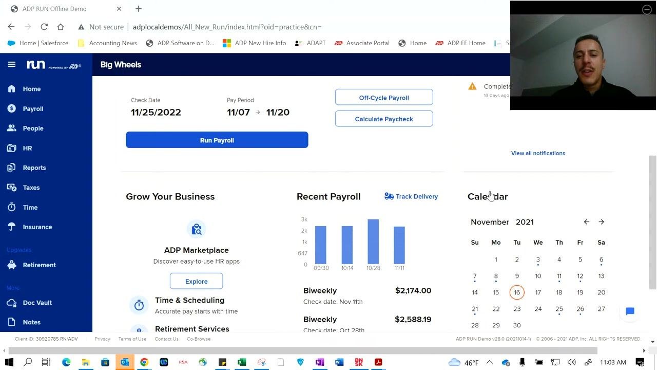 Top To-Dos panel showing overdue payroll and employee update tasks.
