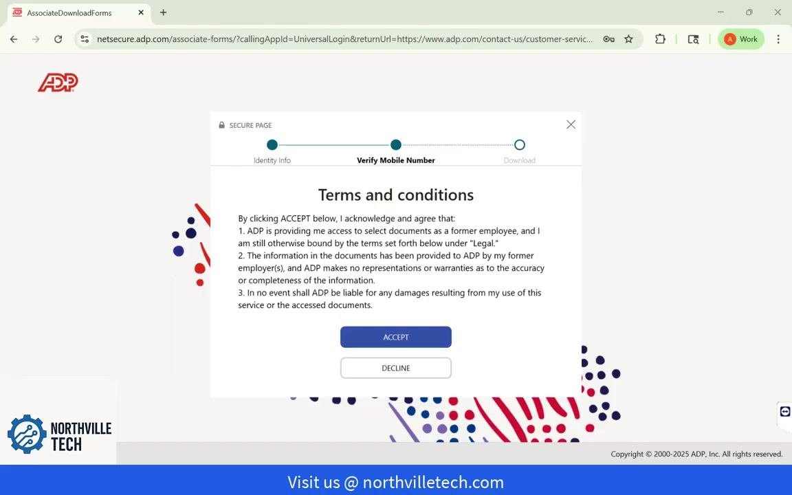 Screen requesting a personal mobile phone number for identity verification.