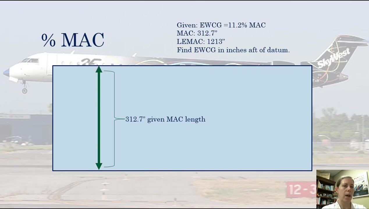 Diagram showing the MAC length labeled as 312.7 inches with a green double-headed arrow.
