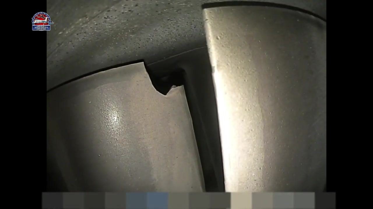 Turbine blade with the large chip or missing section confirmed on revisit