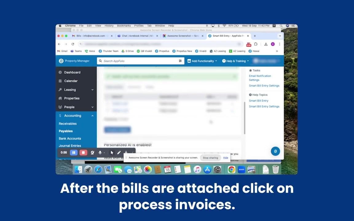 The Smart Bill Entry screen now shows the attached files. The Process Invoices button is visible.