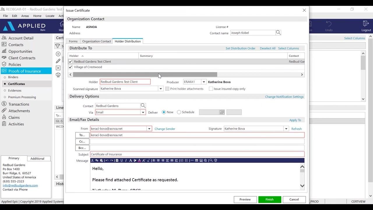 Add an Activity dialog with description, status, and contact details filled in.
