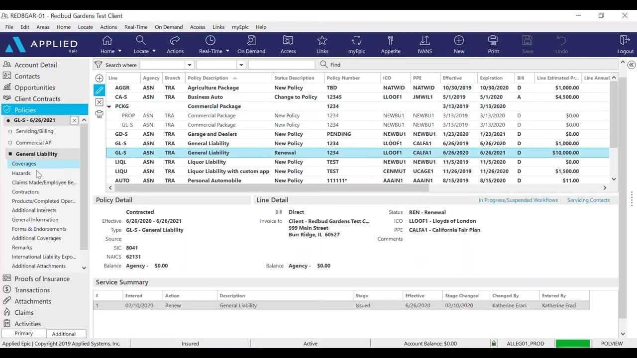 Add Certificate screen with "ACORD Certificate of Liability Insurance" selected and "2020-21 Master Certificate" entered as the title.