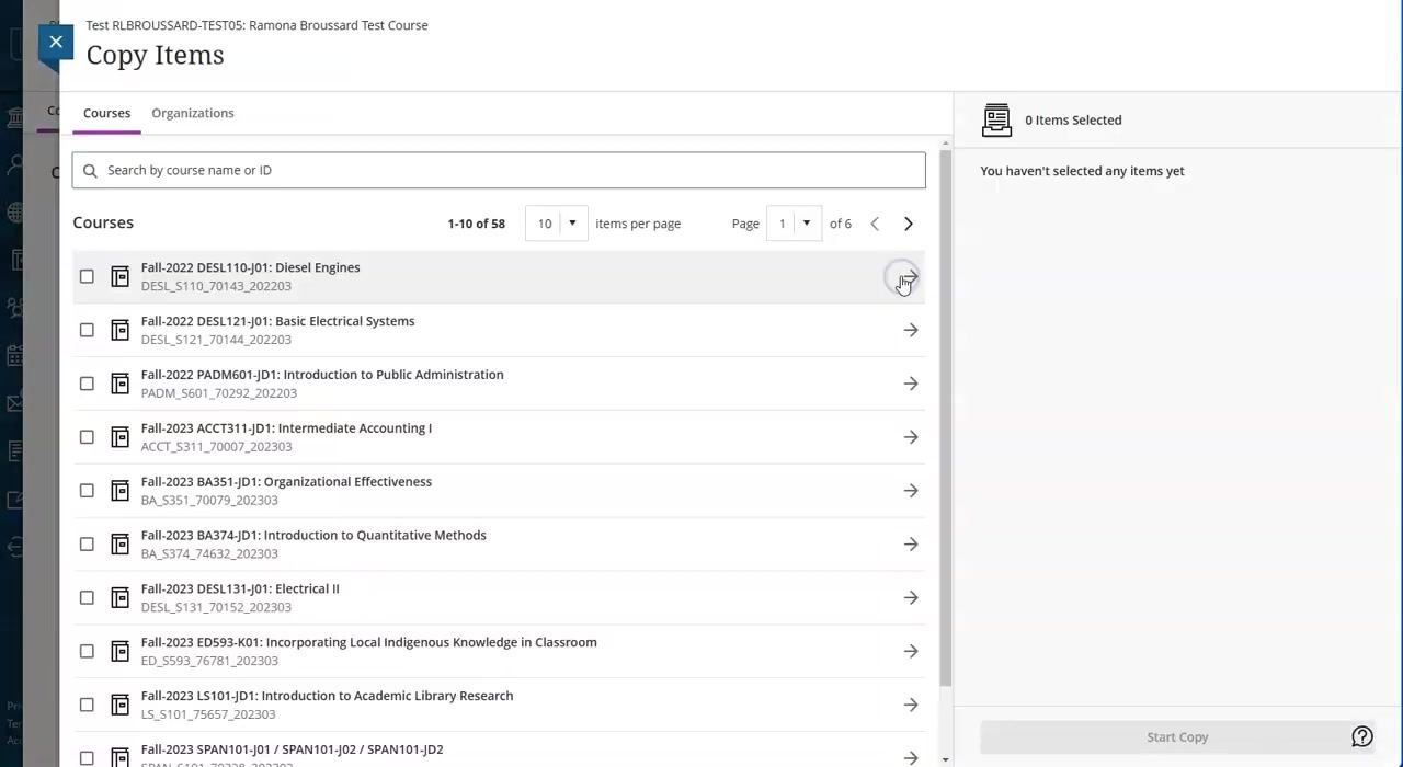Cursor hovering over the three-dot menu beside the search icon in the top right corner of the course content page