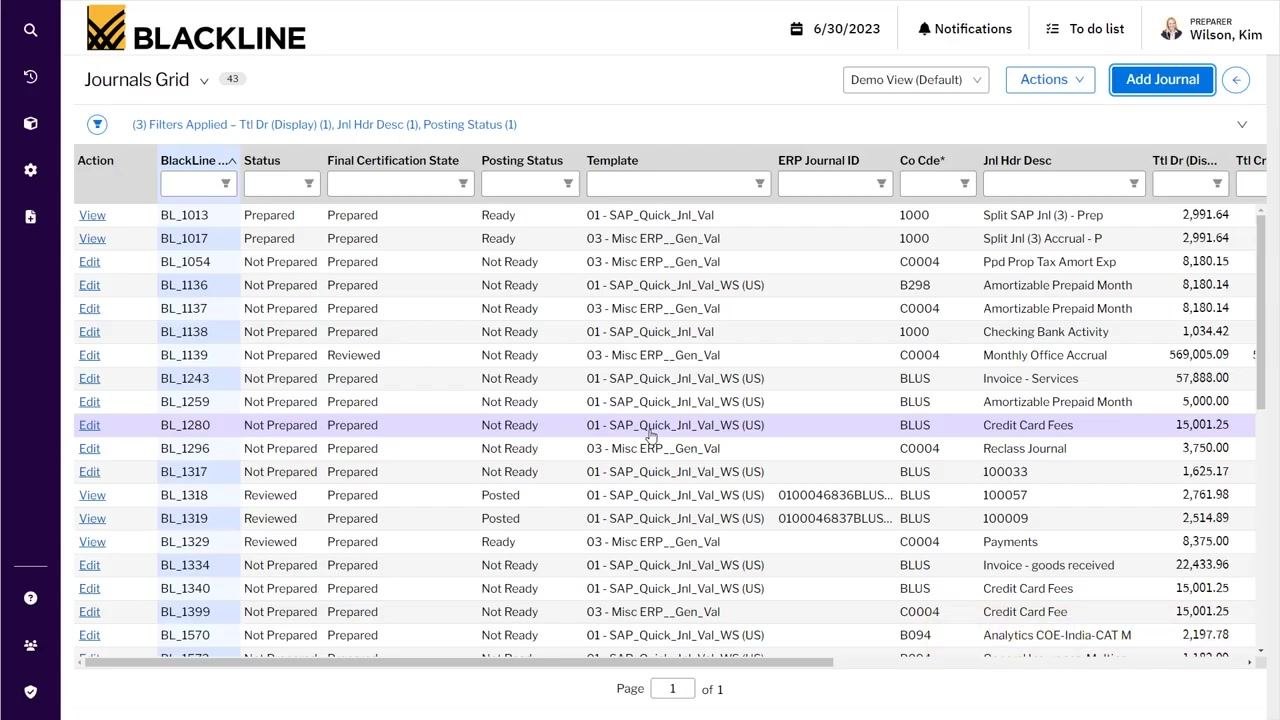 Import Journals From Excel screen with settings for approver, reviewer, and file import options, with the Import button highlighted.