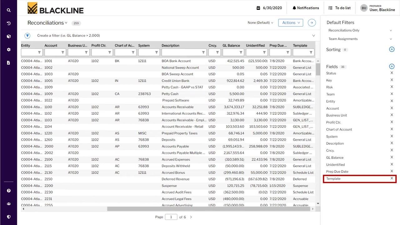 Add Fields panel with "template" typed into the search box