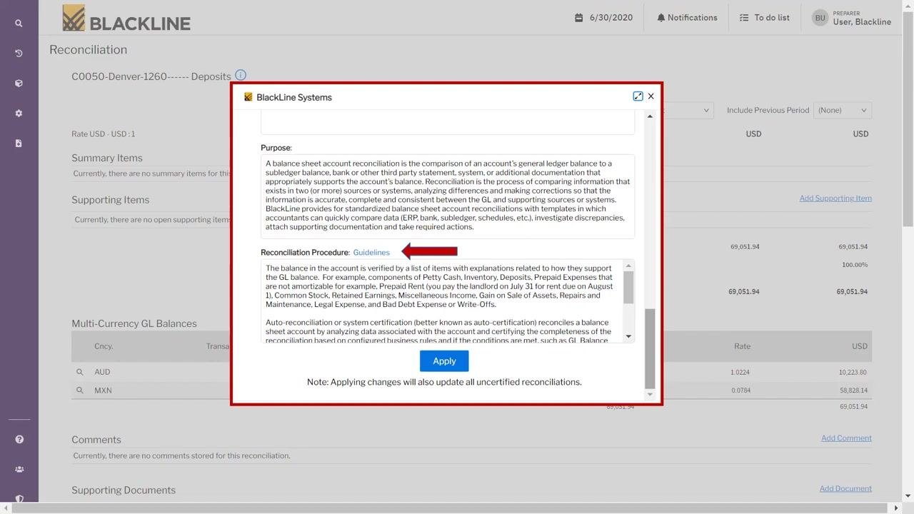 Account information window showing the Company Policy and Purpose sections