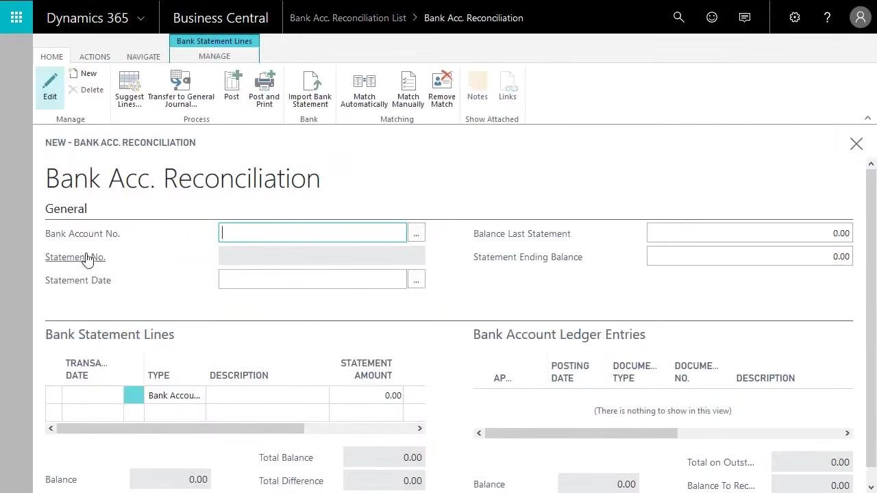 Dynamics 365 Business Central dashboard showing navigation menus, company information, and financial metrics