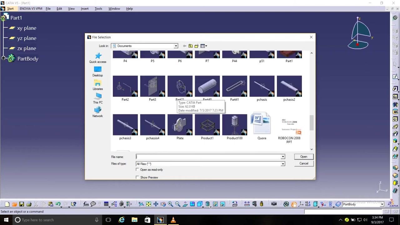 CATIA drawing sheet with "CATIA" text, right-click context menu open with "Copy" highlighted.