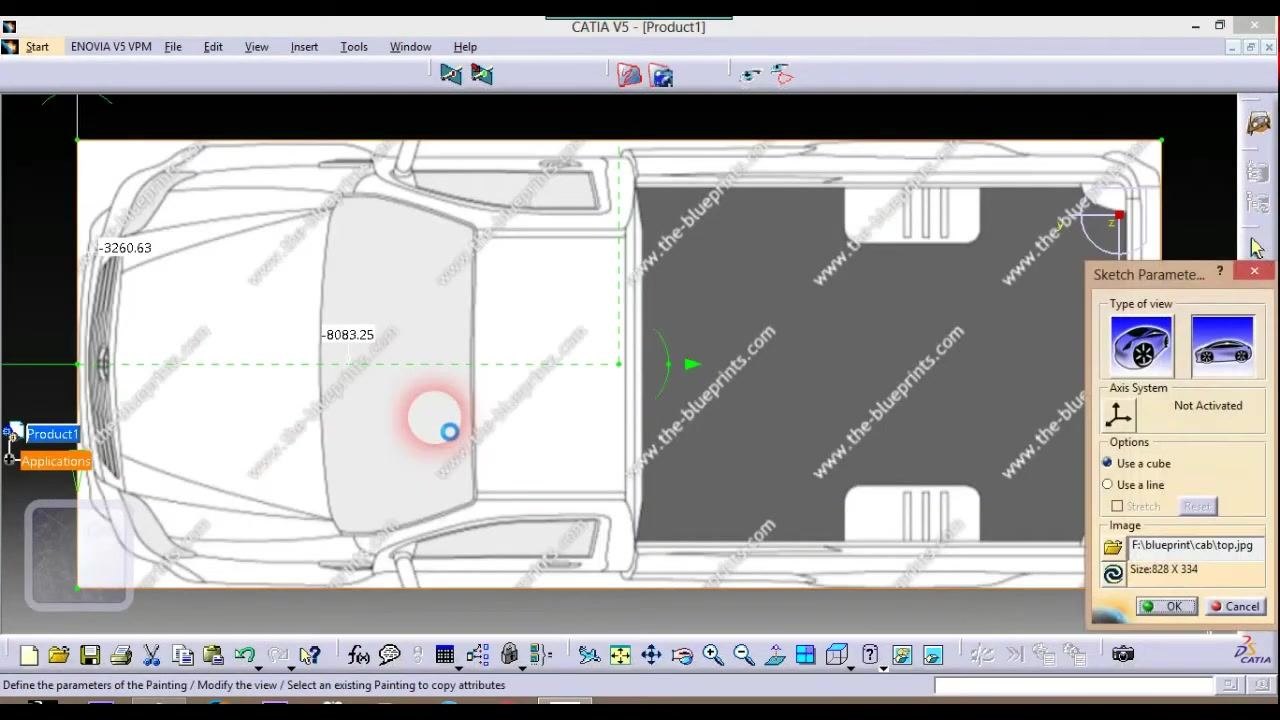 Zoomed-in top view with alignment handles and measurements -3260.63 and -8083.25