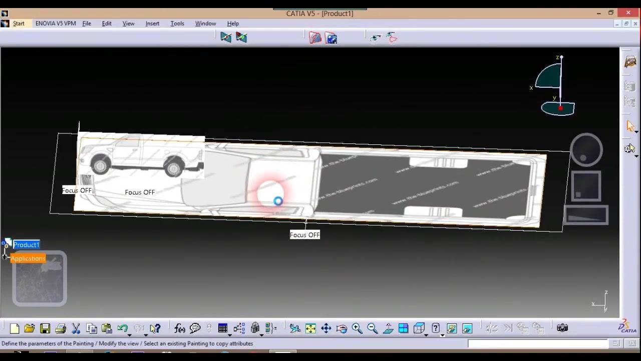 3D perspective showing both the side and top blueprints with Focus OFF labels visible