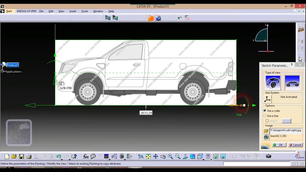 Zoomed-in view of the front wheel with alignment handles and measurement visible