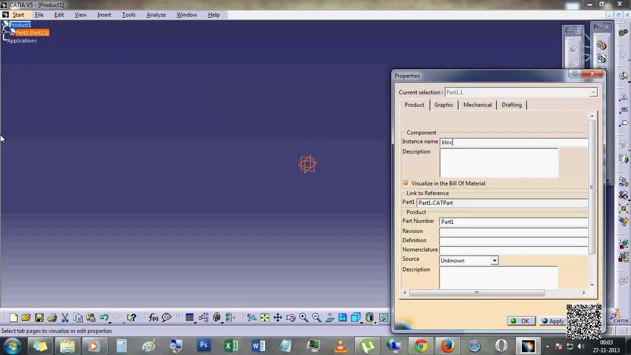 Introductory message describing the tutorial's objective: animating a 3D crank in CATIA V5 to rotate from 0 to 360 degrees