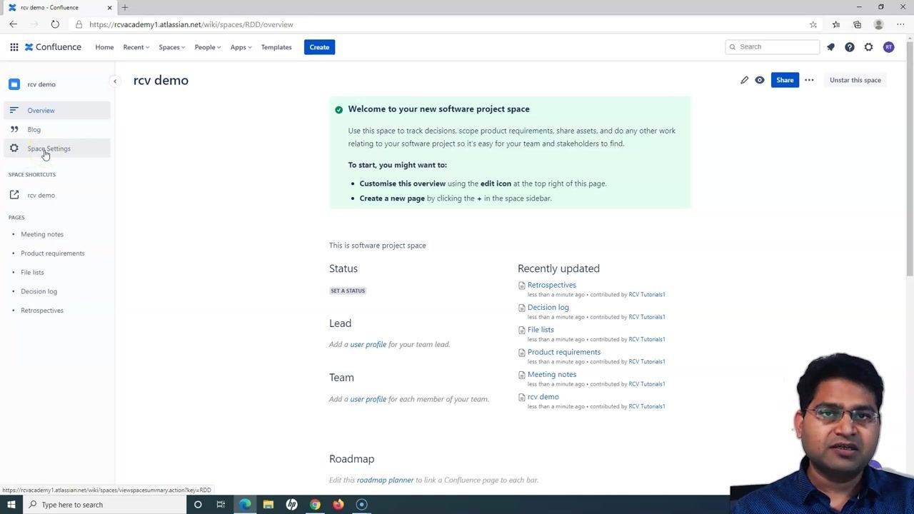 Edit space shortcuts dialog with a new shortcut for "www.rcvacademy.com" ready to be saved