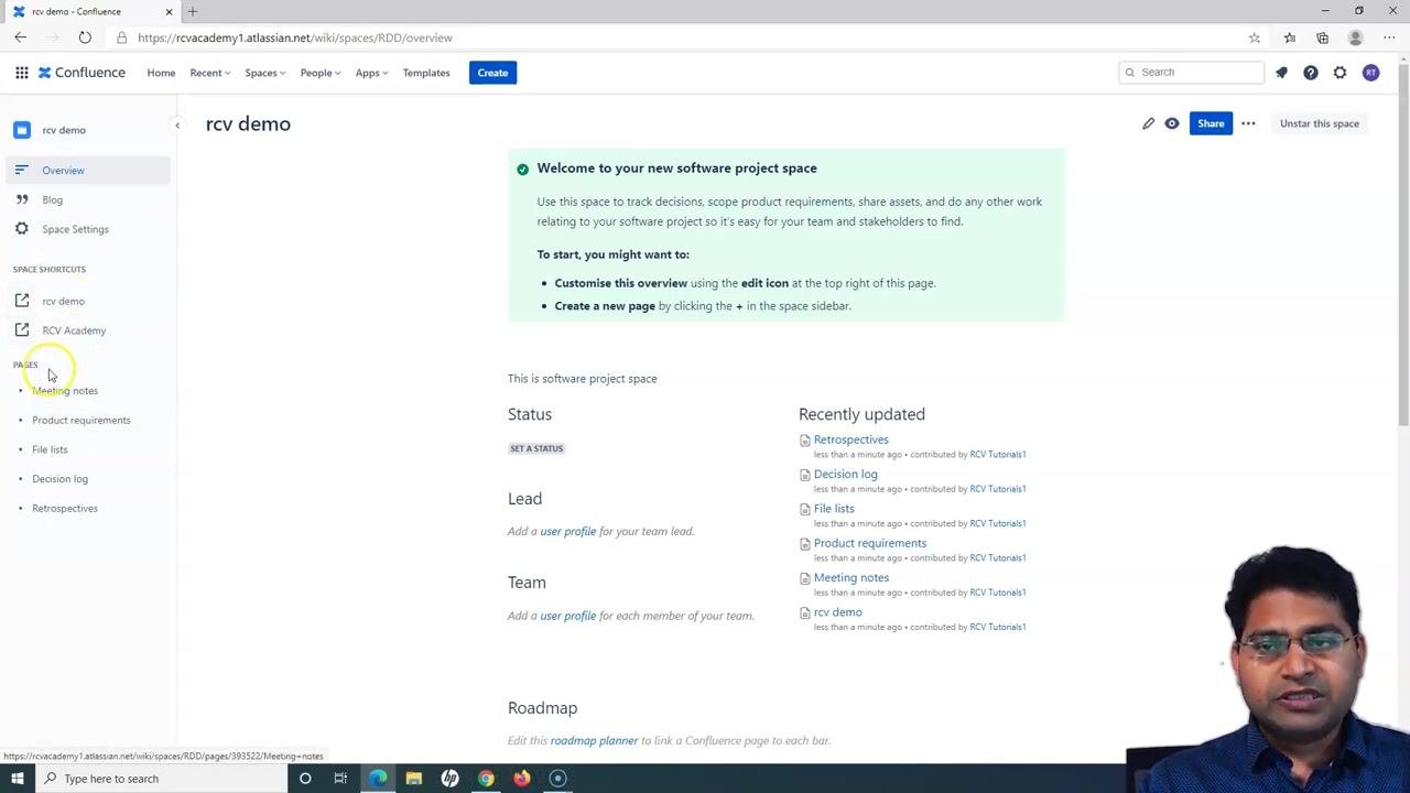 Sidebar with the PAGES section showing Meeting notes, Product requirements, File lists, Decision log, and Retrospectives