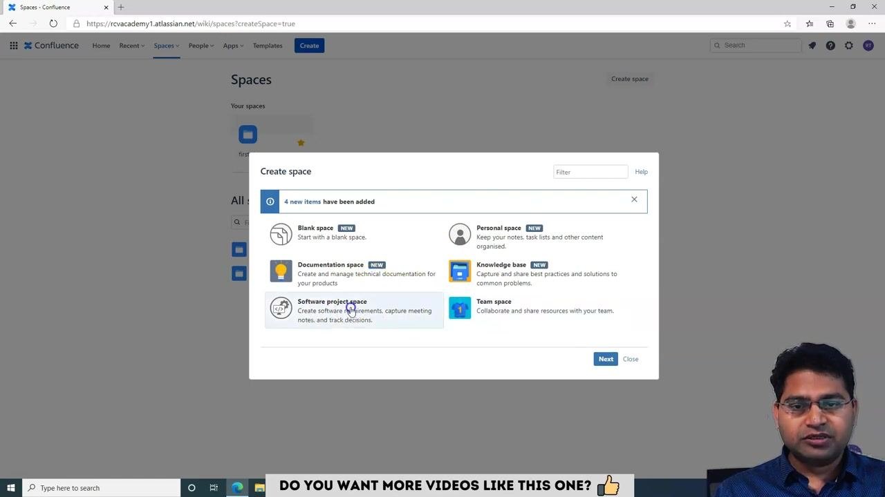 Description field being filled with "This is software project space"