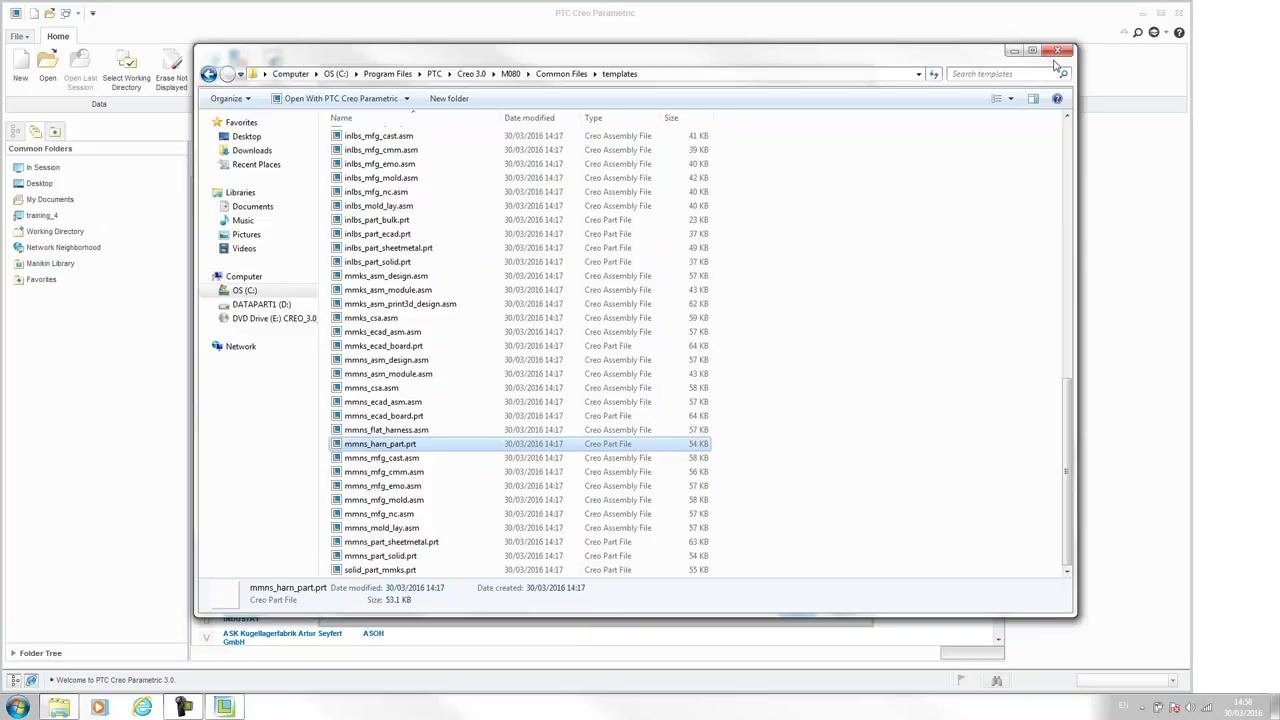 File dialog open to Program Files, ready to select the PTC folder