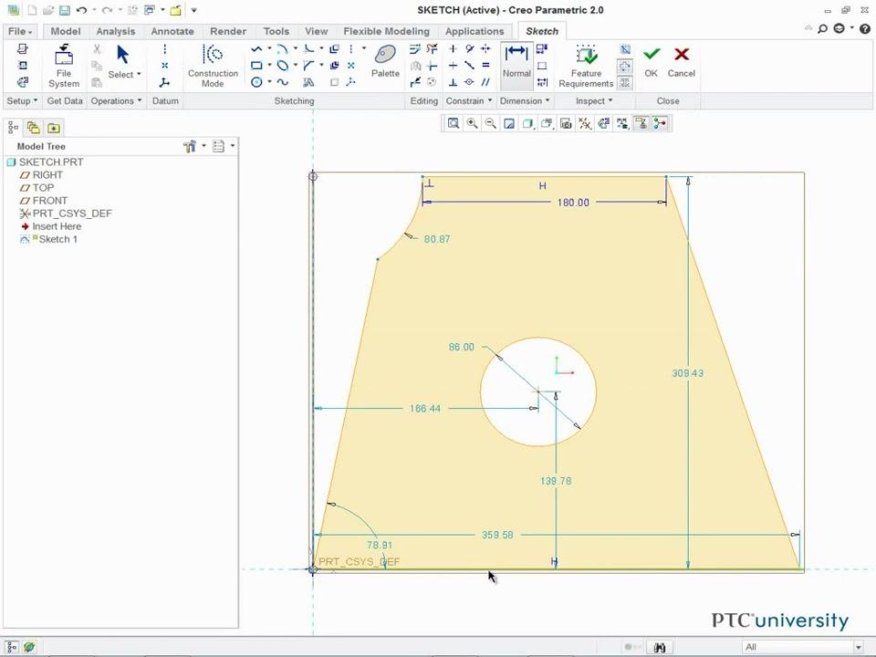Sketch showing the process of adding and placing dimensions using the Normal Dimension tool