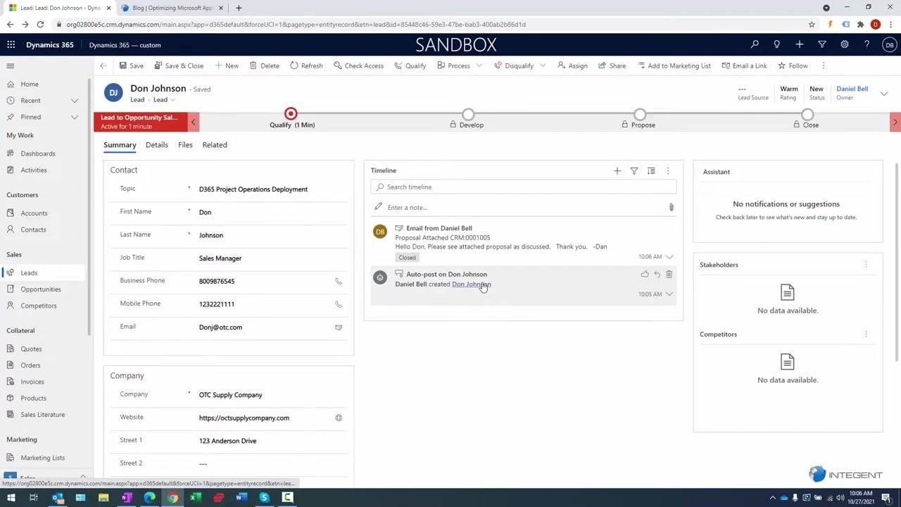 Dynamics 365 email compose screen with Insert Signature option highlighted