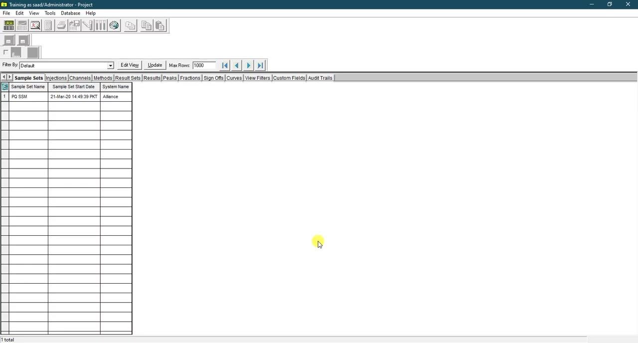 Empower 3 login dialog with username entered, password masked, and Waters equipment illustration in the background