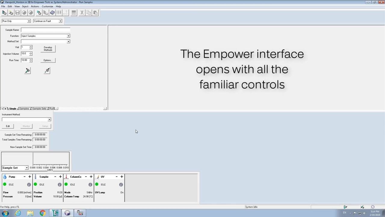 Empower 3 login dialog on the Windows desktop, with the instruction to log on with your user name and password