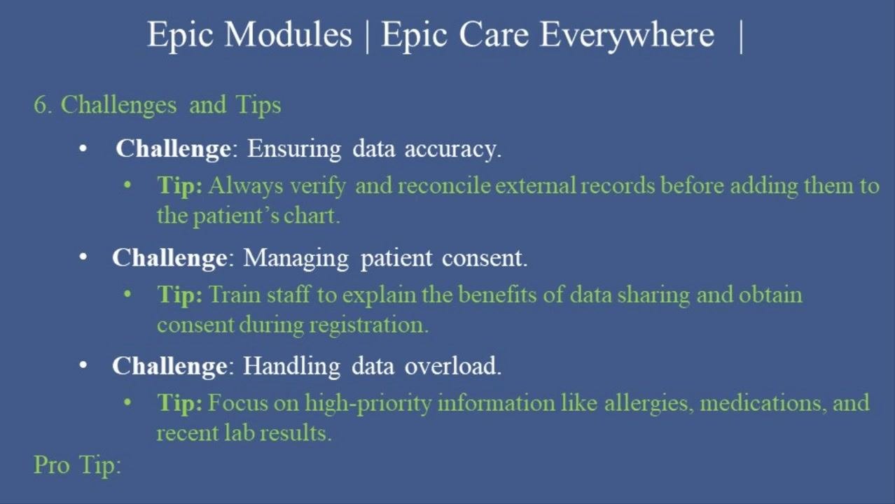 Slide outlining future directions for Epic Care Everywhere: AI-powered insights, expanded interoperability, and streamlined workflows