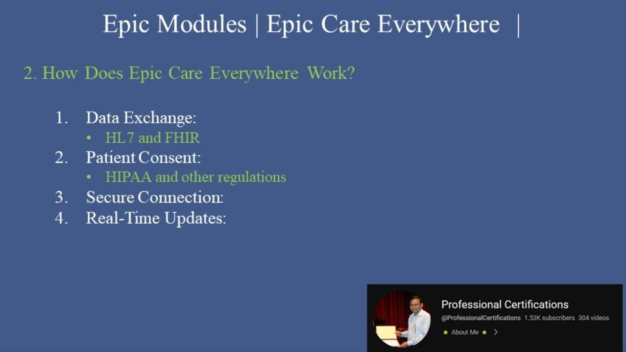 Slide introducing Health Information Exchange (HIE) as the first key feature of Epic Care Everywhere