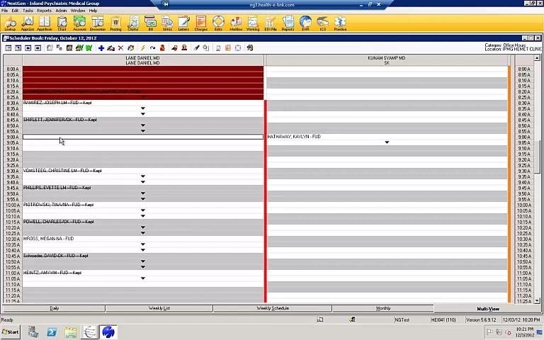 Appointment book showing the patient's appointment as cancelled, with the encounter removed from the schedule.