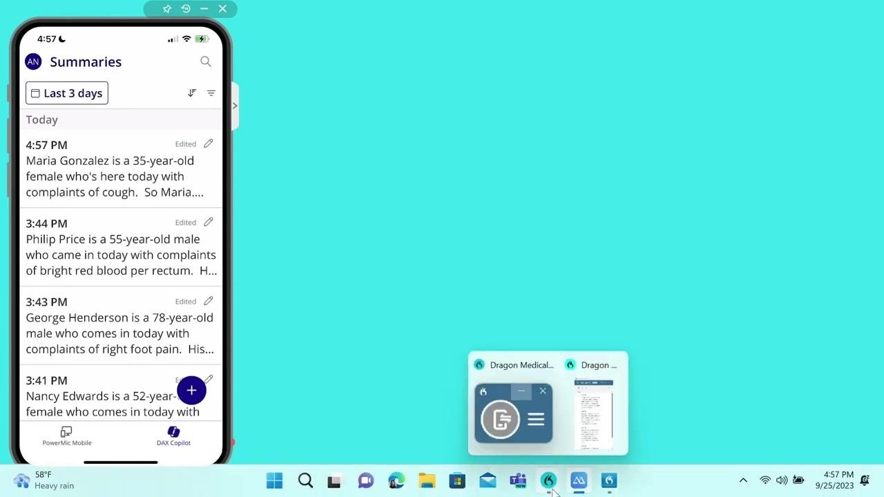 Provider reviewing the AI-generated summary on the mobile device, with options to edit or view the transcript