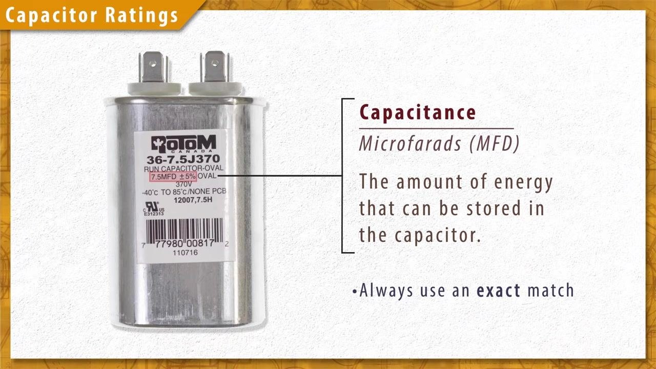 Start capacitor labeled 189–227 MFD, indicating high capacitance for use in capacitor start motors