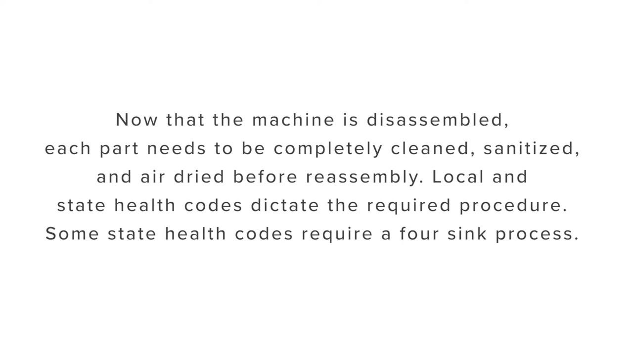 Text screen: "Consult your local and state health codes for the procedures required in your area."
