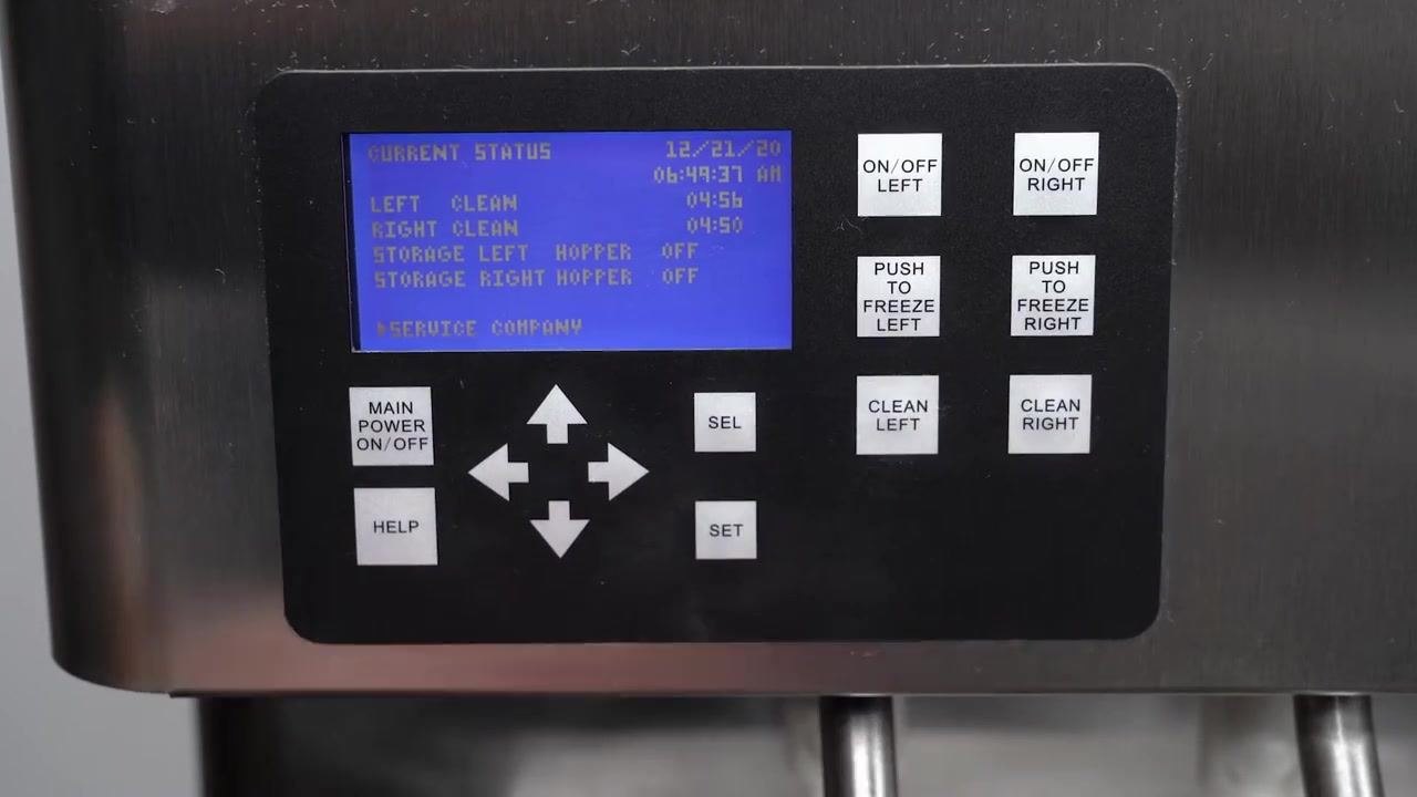 Close-up of the control panel with the display showing "LEFT CLEAN" and "RIGHT CLEAN", and the CLEAN buttons visible