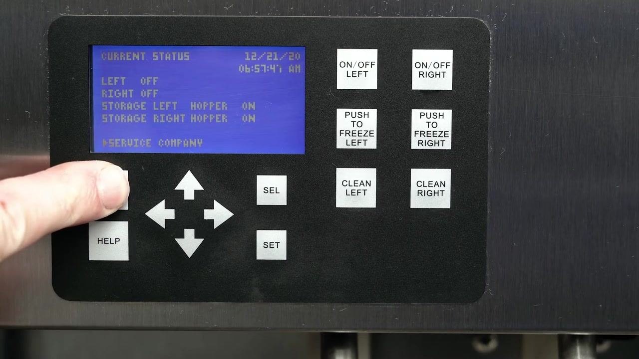 Text screen: "Please note that the hopper covers have compartments for all freezing cylinder parts. This helps with part identification and prevents loss."