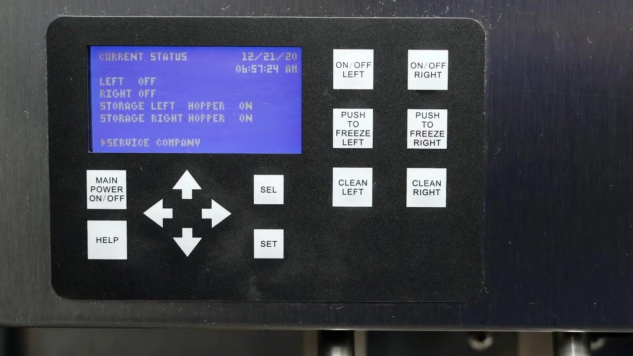 Close-up of the control panel display showing "LEFT OFF" and "RIGHT OFF" with all relevant buttons visible