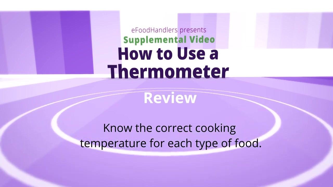 Screen with the text: "Dial thermometers are best for thick foods."