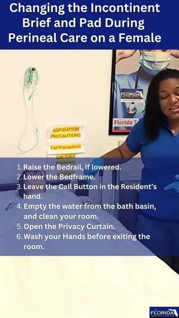 The caregiver pulls the bed linens up over the mannequin, ensuring the linens are smooth and nothing is placed under the patient.