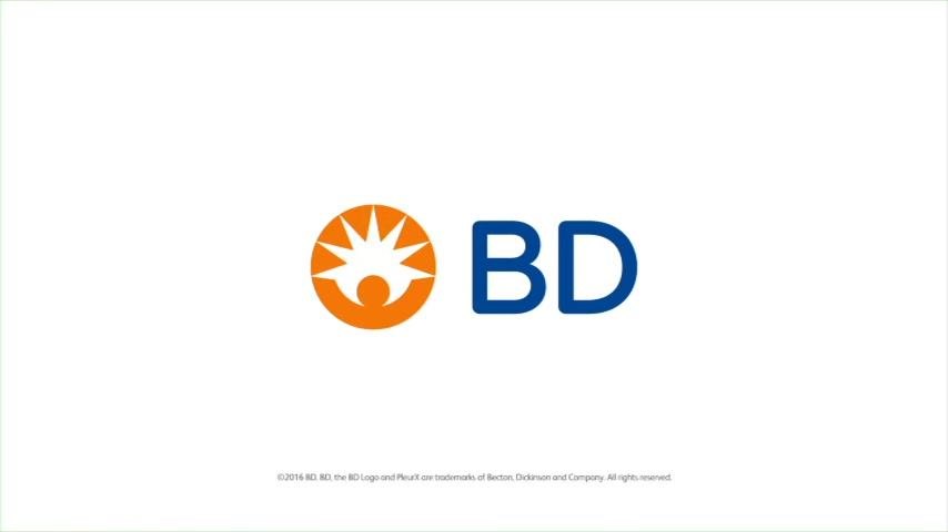 On-screen text displaying "bd.com/pleurx" as the official resource for additional guides, FAQs, and contact information.