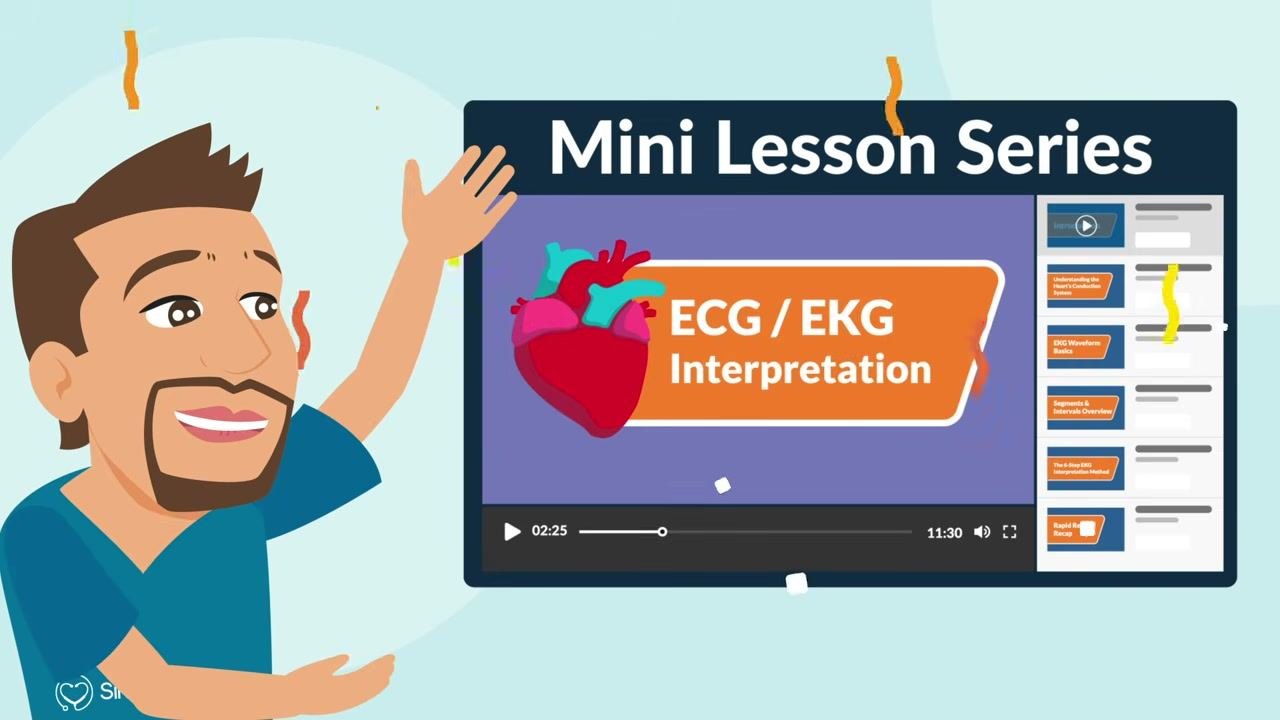 An EKG monitor illustration displays a regular rhythm, representing a normal baseline pattern.