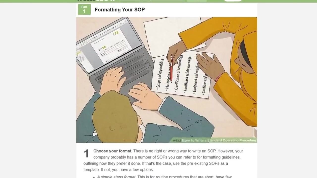 Text on a dark background reading "STEP 5: OPTIMIZING SOP LEARNING (Written + Pictures + Video SOPs)" with a decorative line.