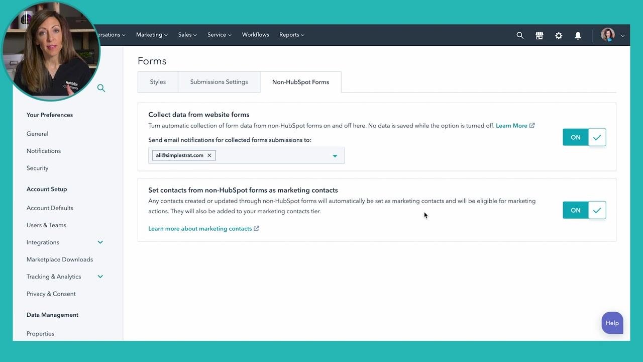 Forms dashboard showing a list of forms, including a published regular form, with filtering and export options.
