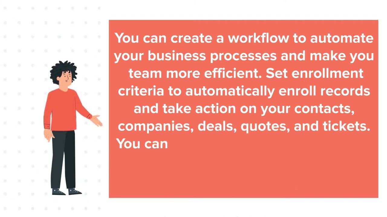 Animated character on the left, "HubSpot Tutorials" and "webdew" logo in the center, white background with light gray dots