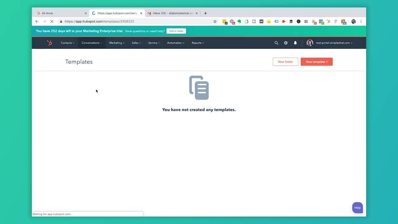 Blank Templates screen displaying the message "You have not created any templates."