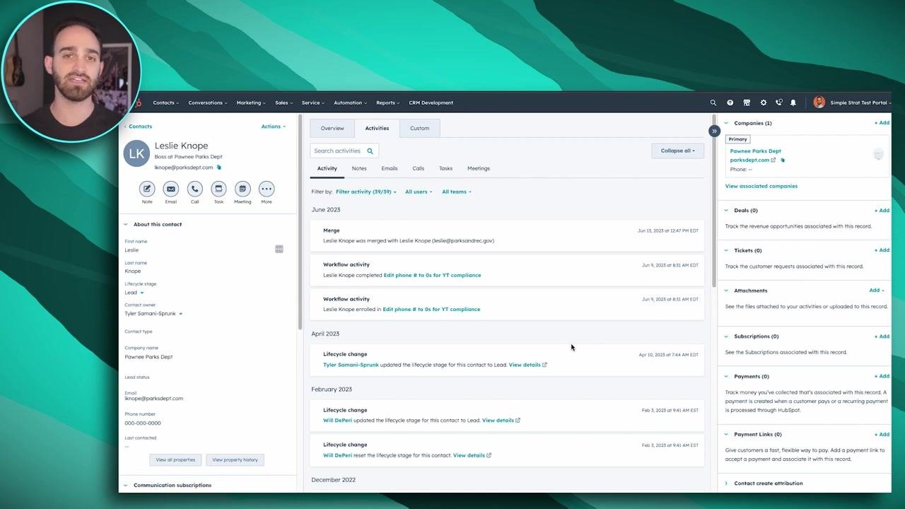 Merge contacts dialog in HubSpot ready to confirm the merge