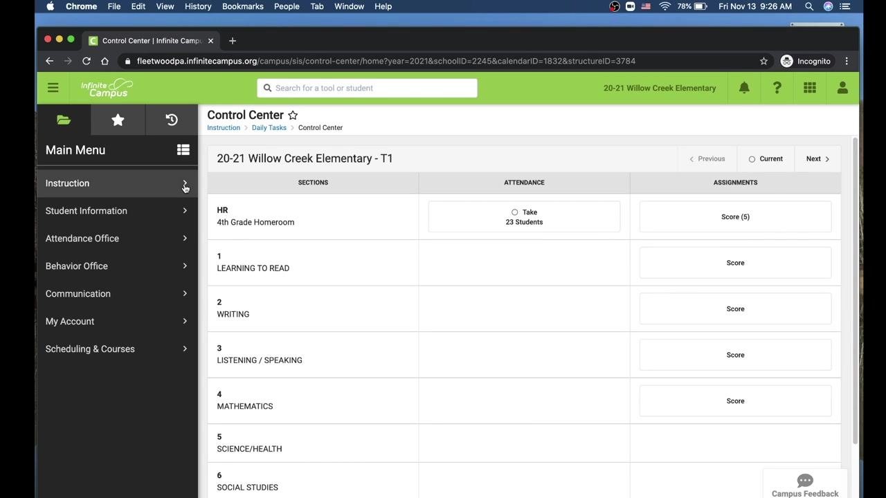 Post Grades option highlighted in the left navigation menu, with the Account Settings - Preferences screen visible