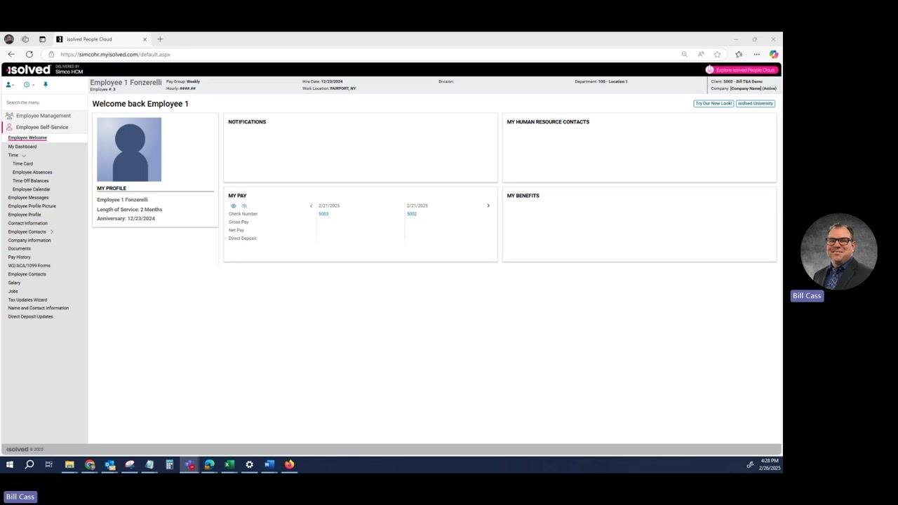 Classic View interface with left-side menu bar