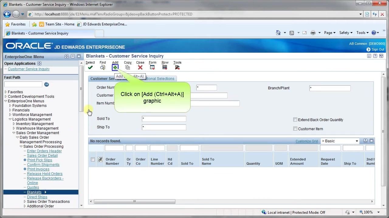 Blankets - Customer Service Inquiry screen with Add button highlighted